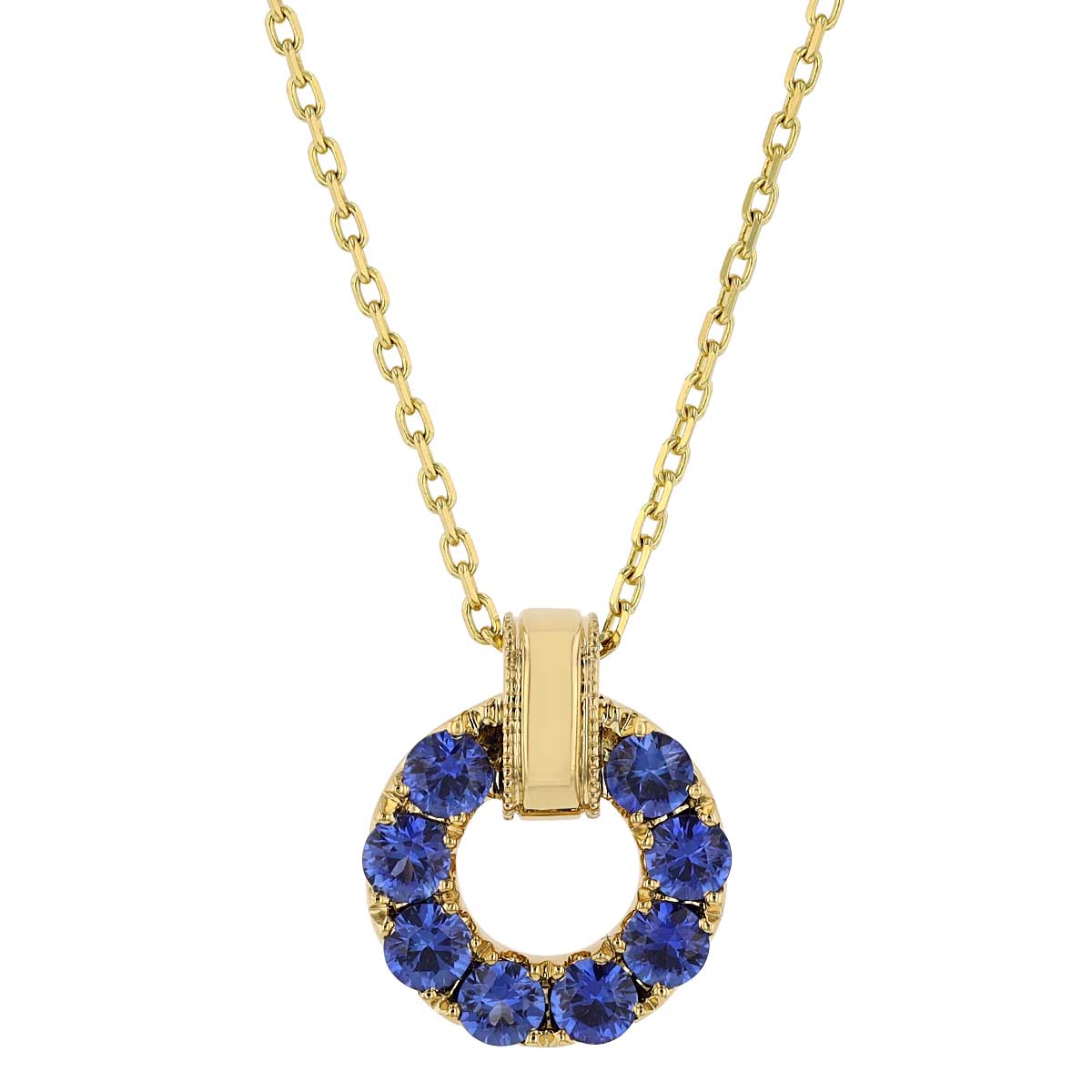 Frederic Sage Sapphire Open Circle Pendant in Yellow Gold