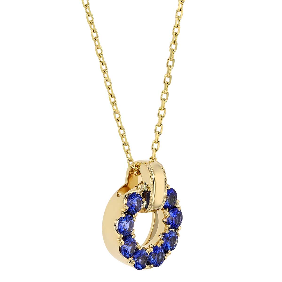 Frederic Sage Sapphire Open Circle Pendant in Yellow Gold