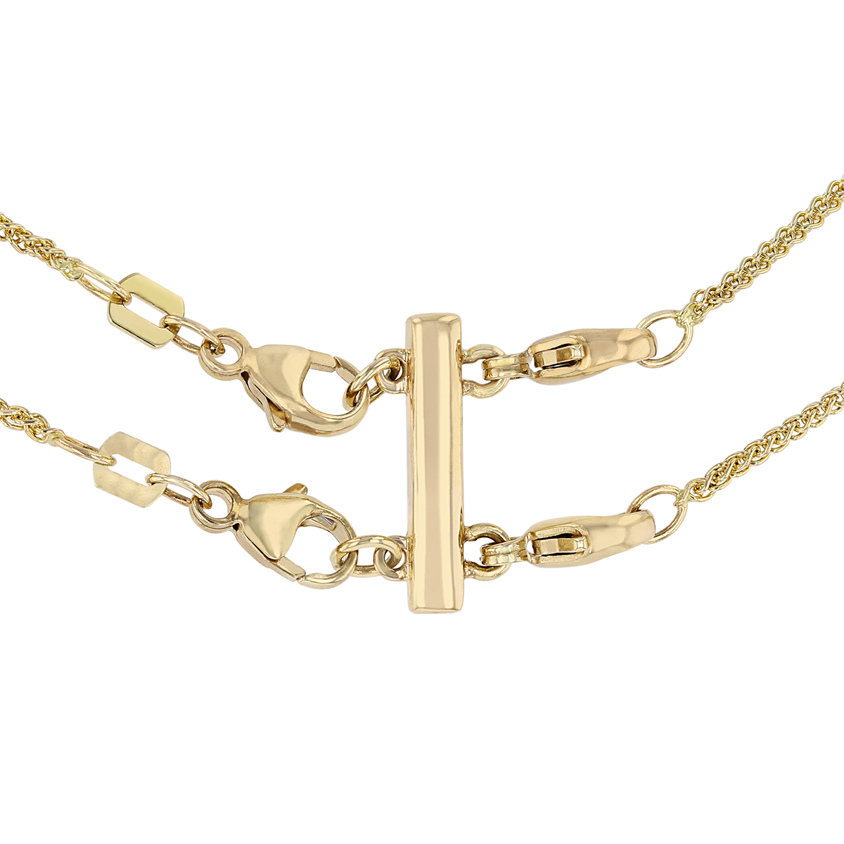 Boulder Opal, Green Garnet & Blue Zircon Double Strand Necklace in Yellow Gold, 18