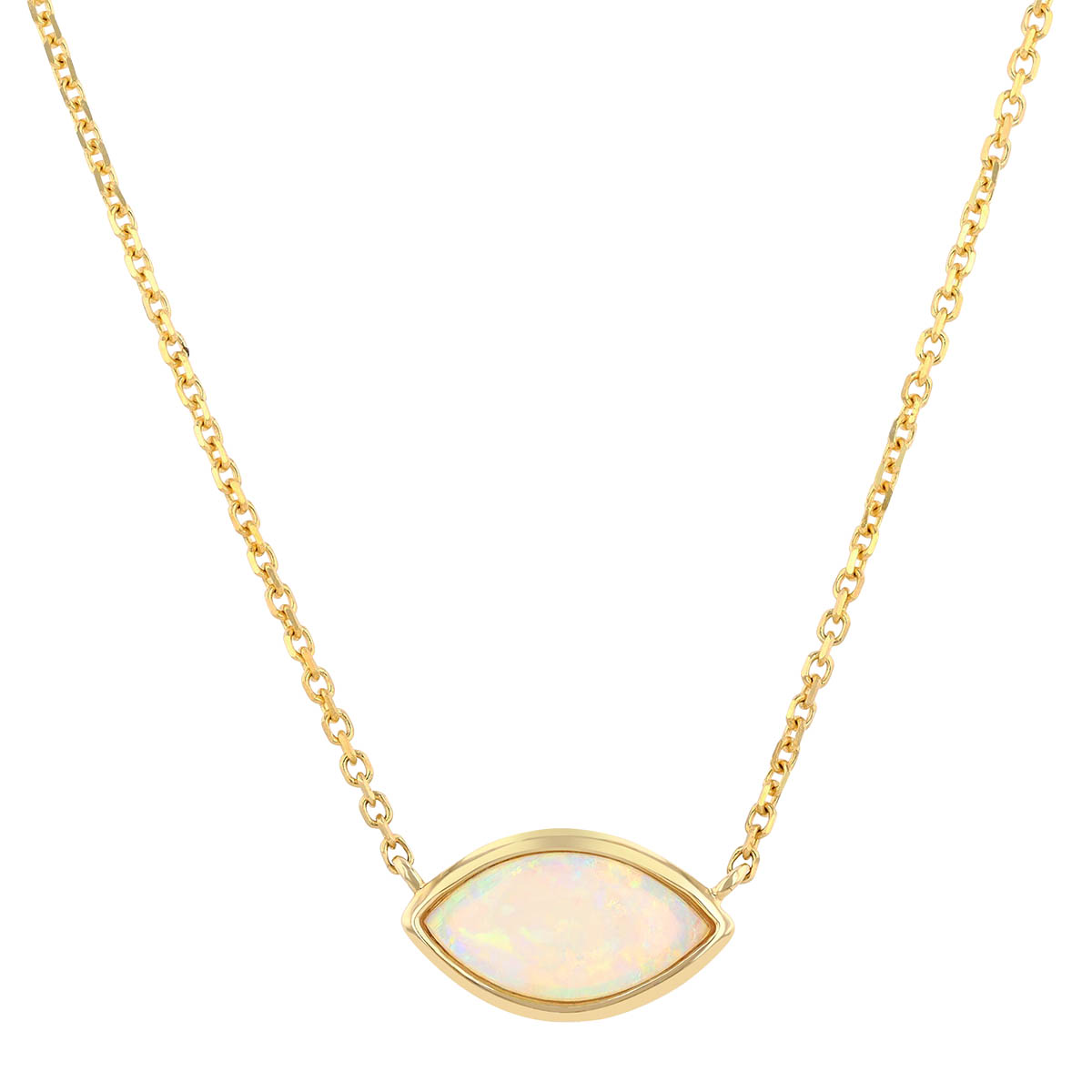Marquise Cabochon Opal Bezel Set Pendant in Yellow Gold, 18