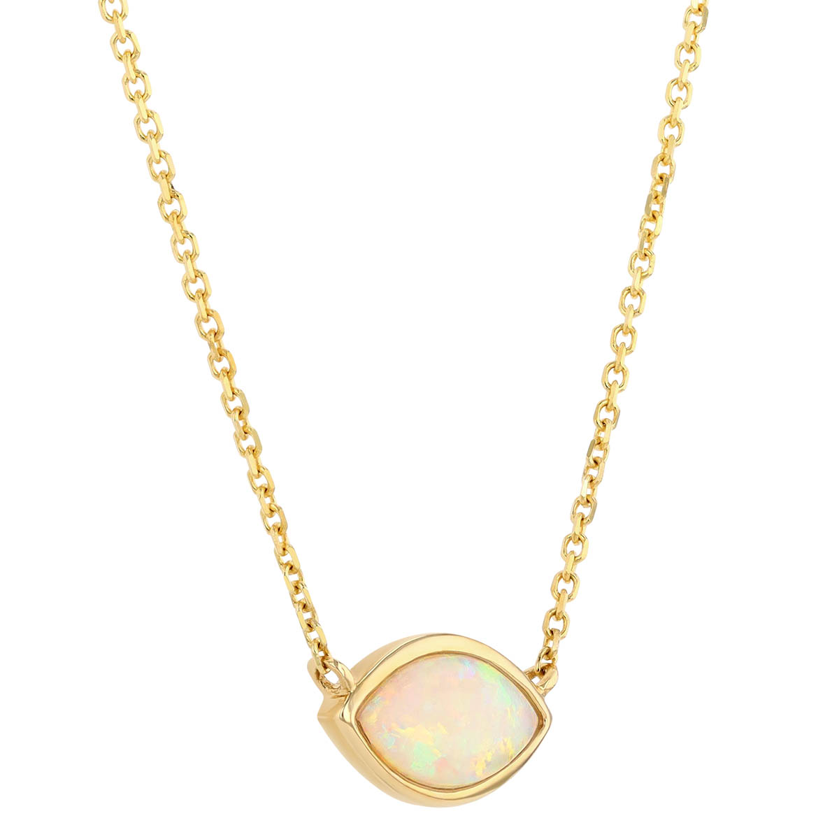 Marquise Cabochon Opal Bezel Set Pendant in Yellow Gold, 18
