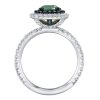 Omi Prive Cushion Demantoid Garnet, Alexandrite, & Diamond Ring in Platinum & Black Rhodium