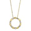 J.B. Star Fancy Yellow & White Diamond Open Circle Pendant in Yellow Gold, 18"