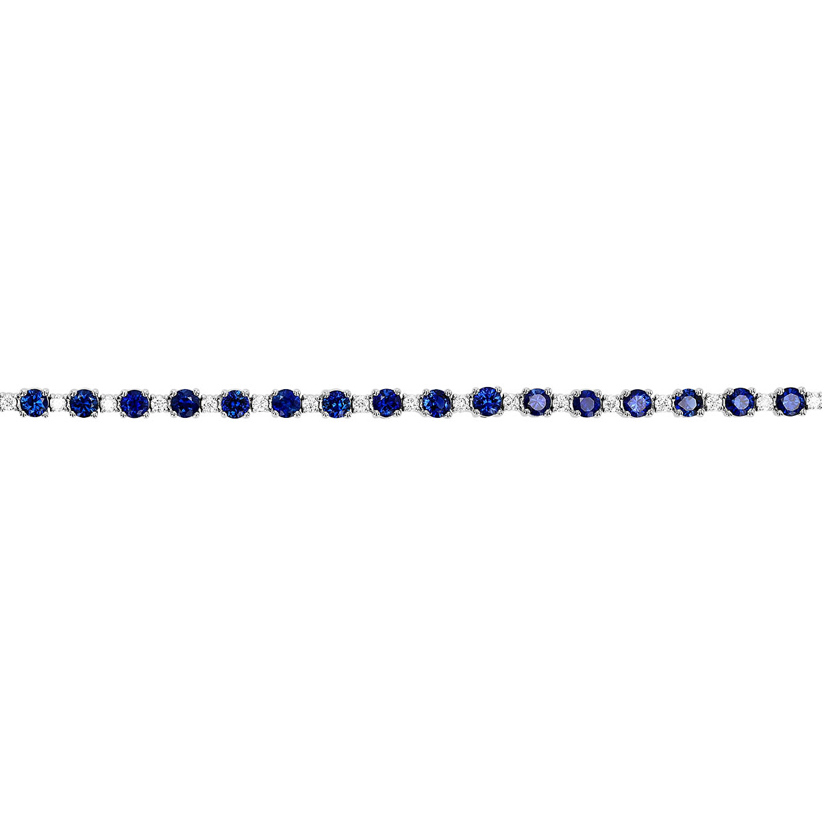 Sapphire & Diamond Alternating Tennis Bracelet in White Gold, 7