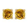 Round Citrine Stud Earrings in Yellow Gold