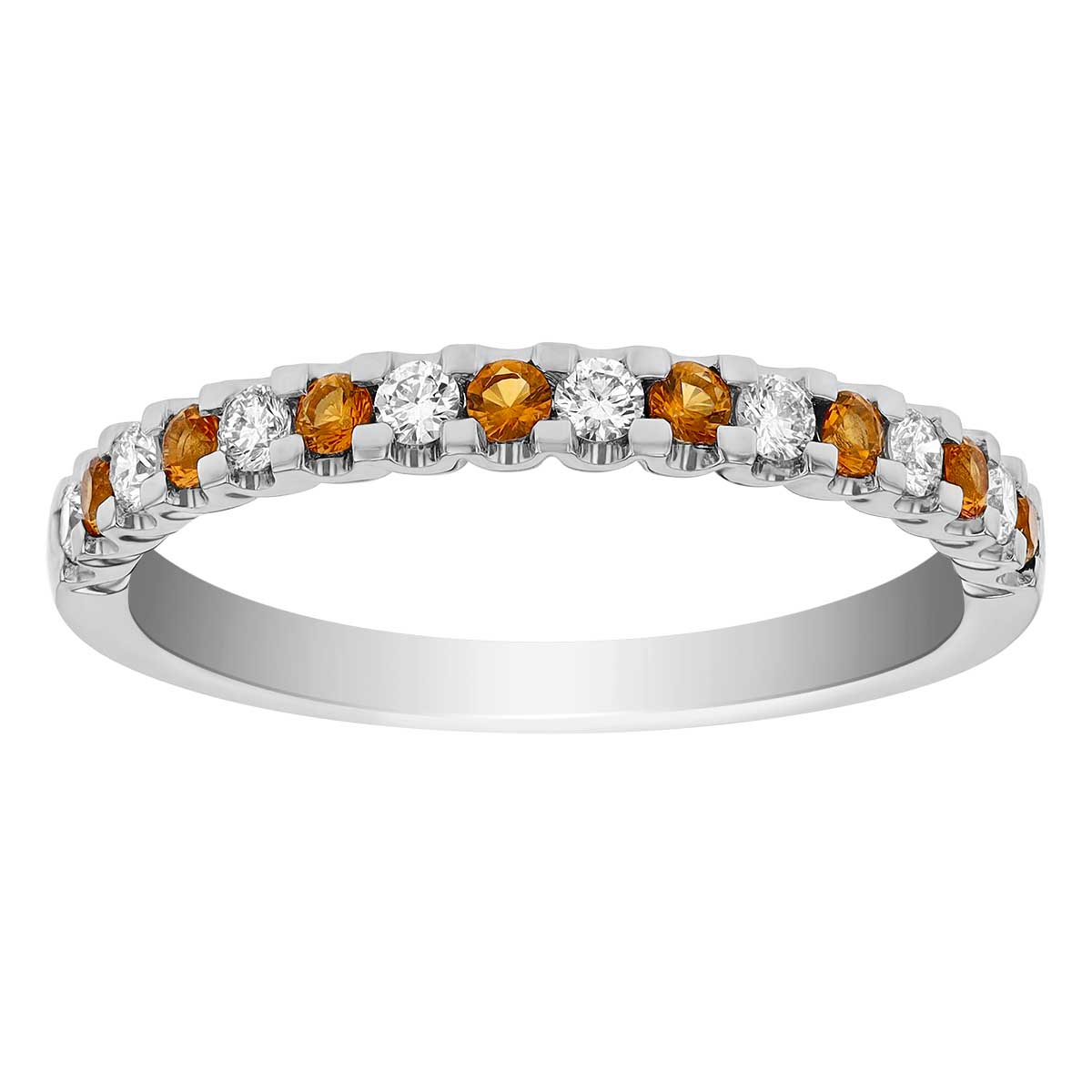 Citrine & Diamond Prong Set Stacking Ring in White Gold | Borsheims