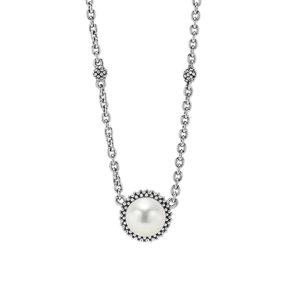 LAGOS Luna Sterling Silver Pearl Pendant Necklace, 16-18