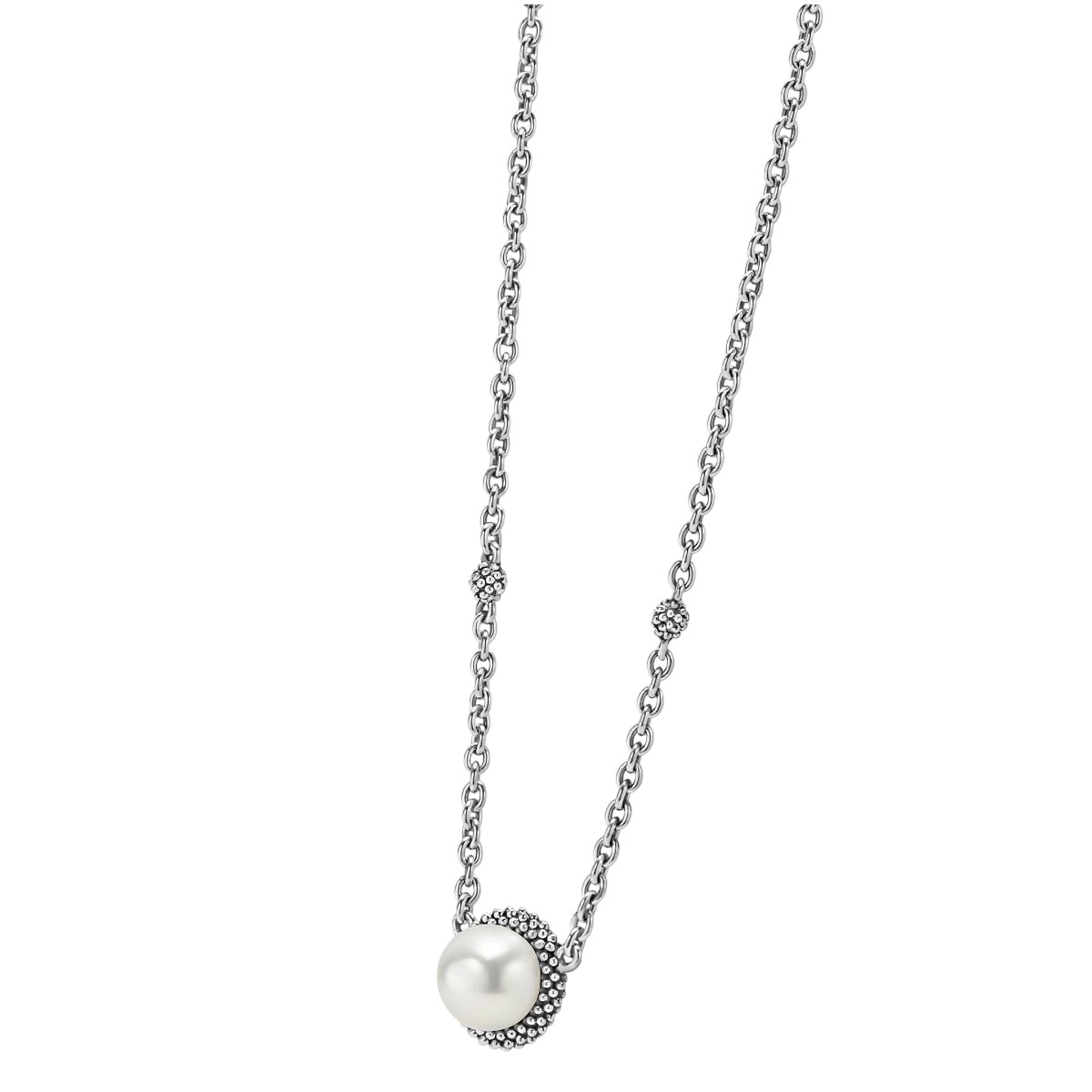 LAGOS Luna Sterling Silver Pearl Pendant Necklace, 16-18