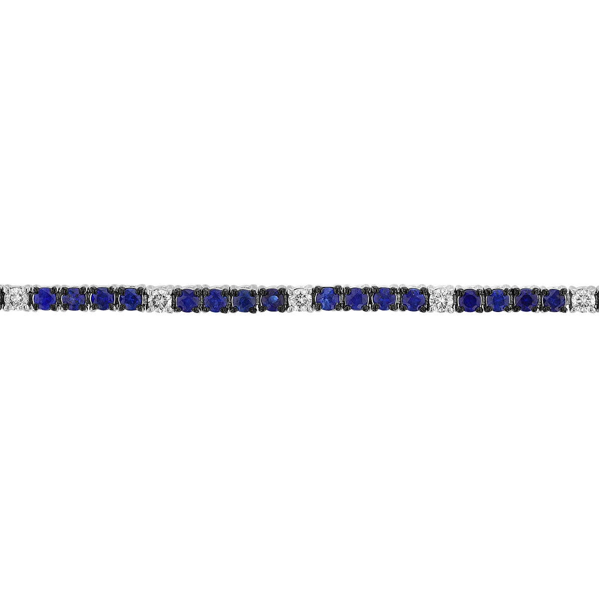 Sapphire & Diamond Tennis Bracelet in White Gold, 2.35 tw