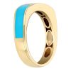 Blue Enamel & Diamond Soft Square Band Ring in Yellow Gold