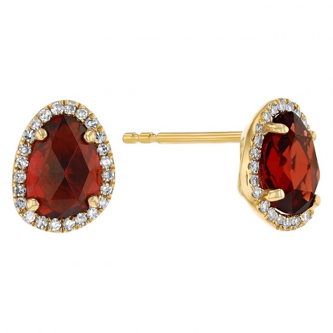 18ct White Gold 0.34ct Garnet And 0.17ct Diamond Halo Stud Earrings