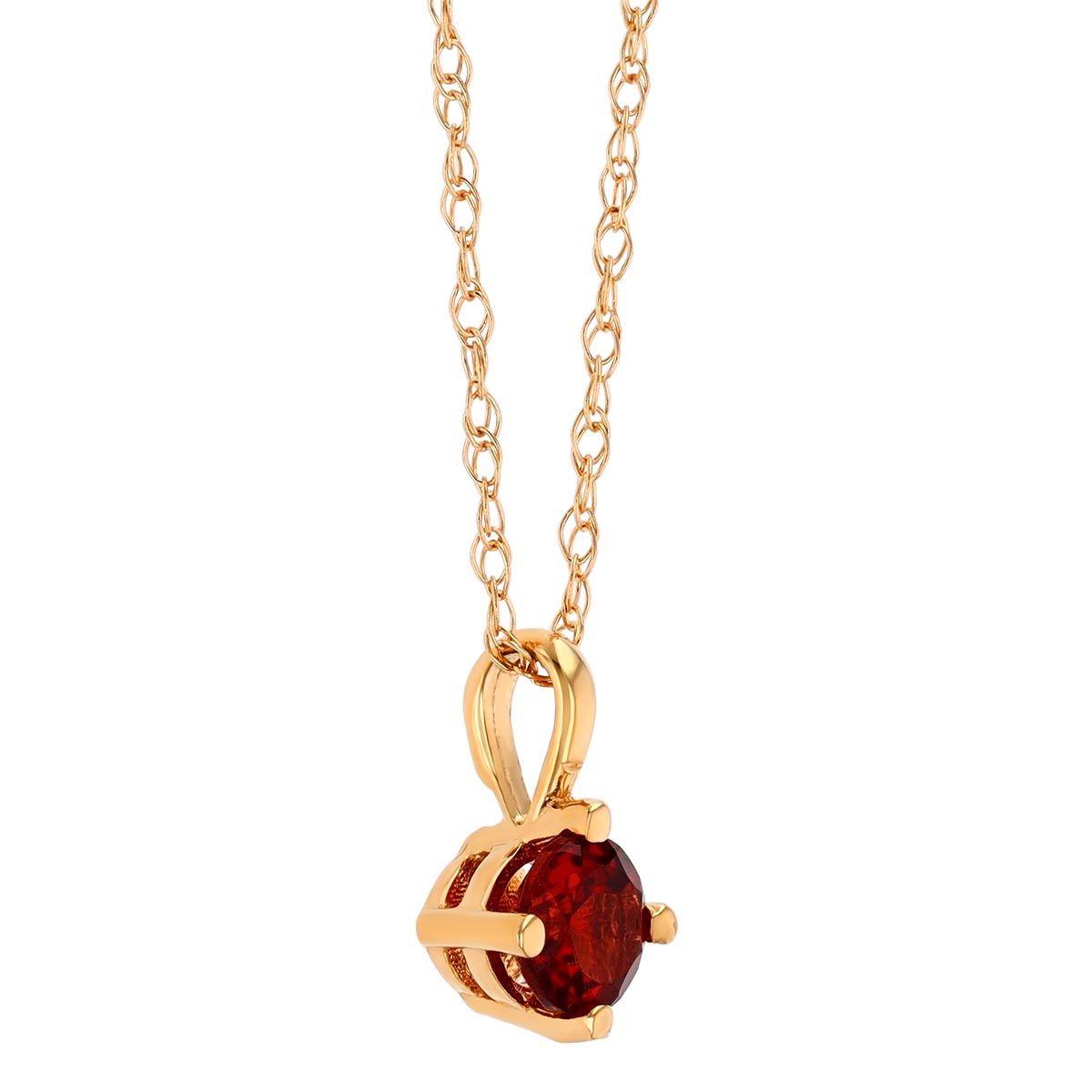 Round Garnet Solitaire Pendant in Yellow Gold, 18