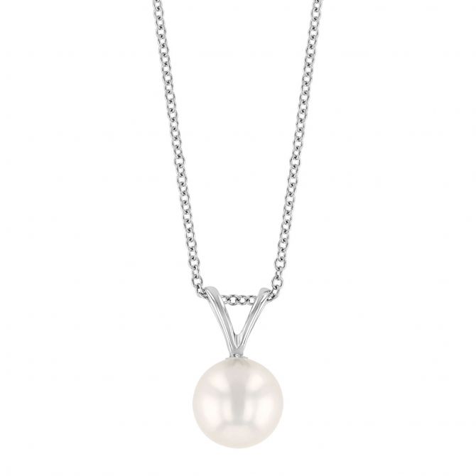 TARA Pearls Akoya Single Cultured Pearl Pendant in White Gold, 18", 7 mm