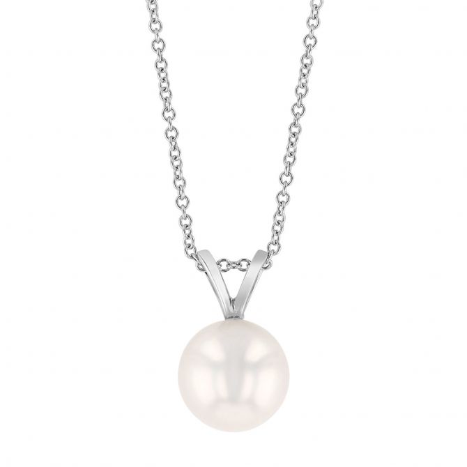 TARA Pearls Akoya Single Cultured Pearl Pendant in White Gold, 18", 8 mm