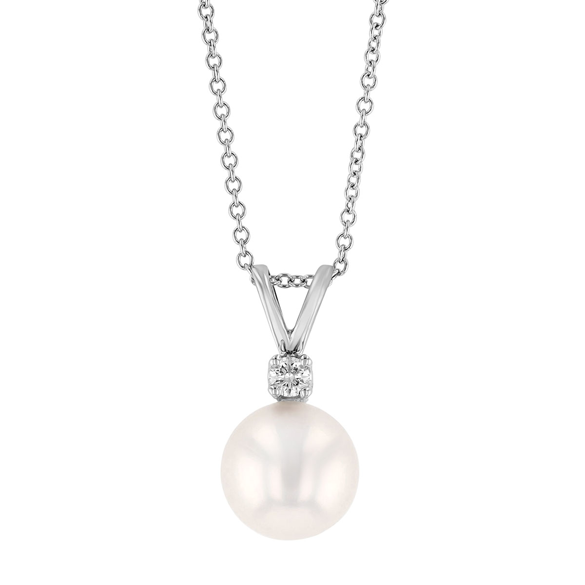 TARA Pearls Akoya Cultured Pearl & Diamond Pendant in White Gold, 18