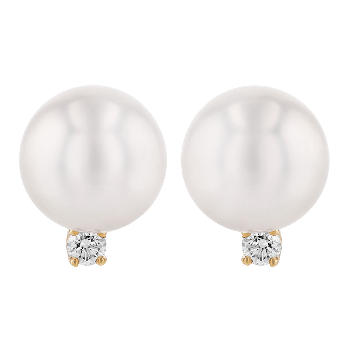 TARA Pearls Akoya Cultured Pearl & Diamond Stud Earrings in Yellow Gold, 7 mm