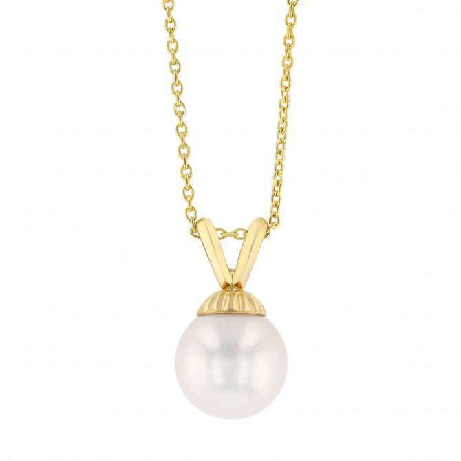 TARA Pearls Akoya Single Cultured Pearl Pendant in Yellow Gold, 18", 8 mm