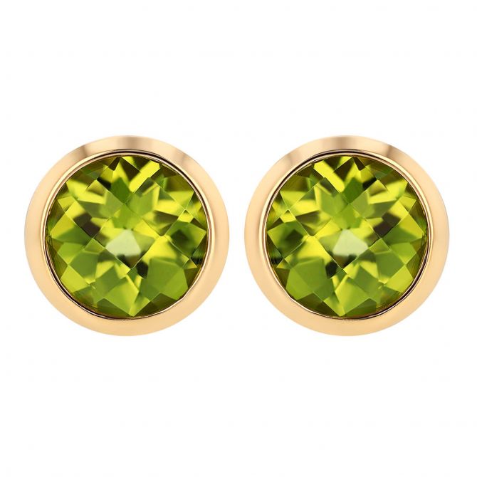 Amber Green Bezel Set Round Stud earrings Amber Green Bezel Set Round Stud earrings