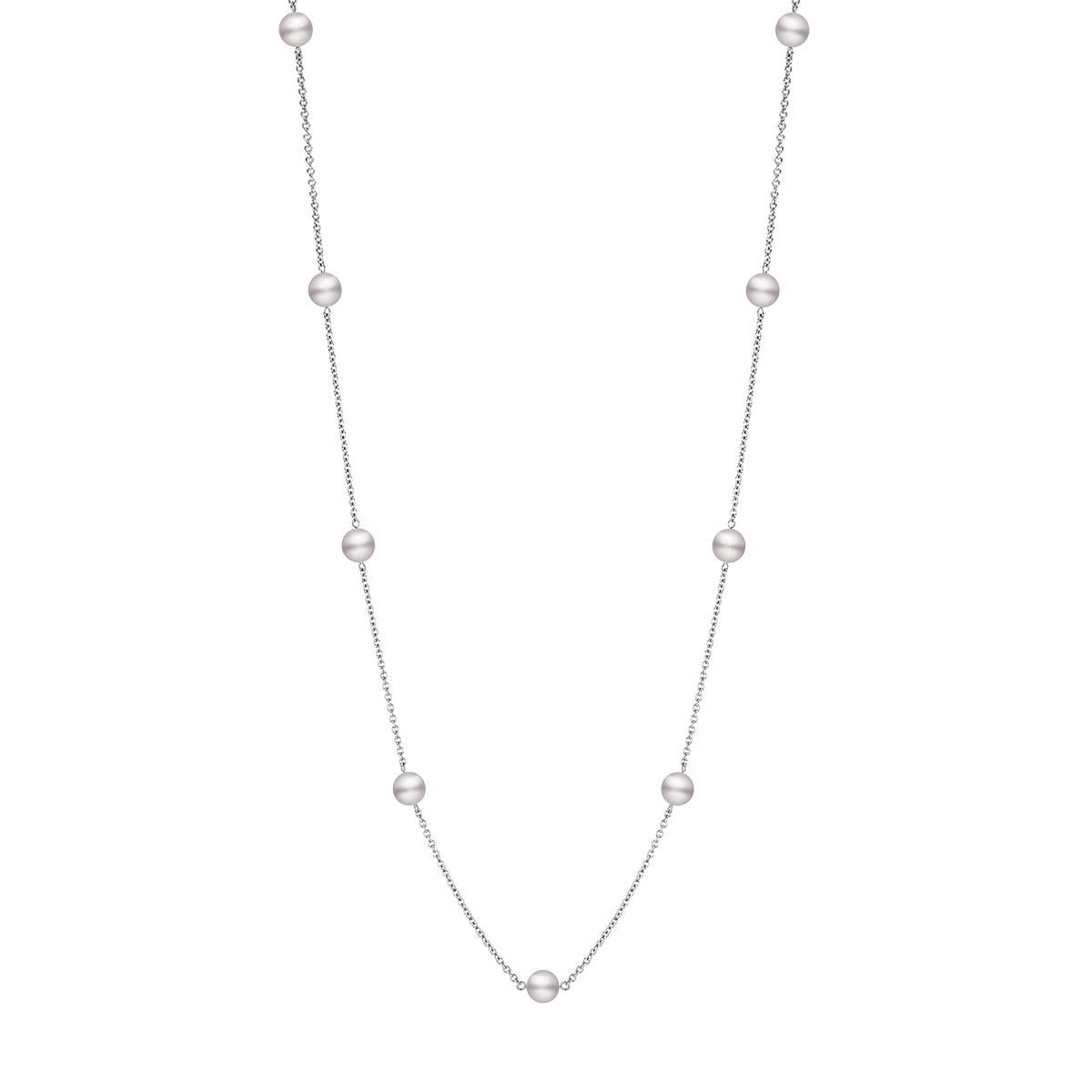 Mikimoto Akoya Cultured Pearl Station Necklace in White Gold, 32