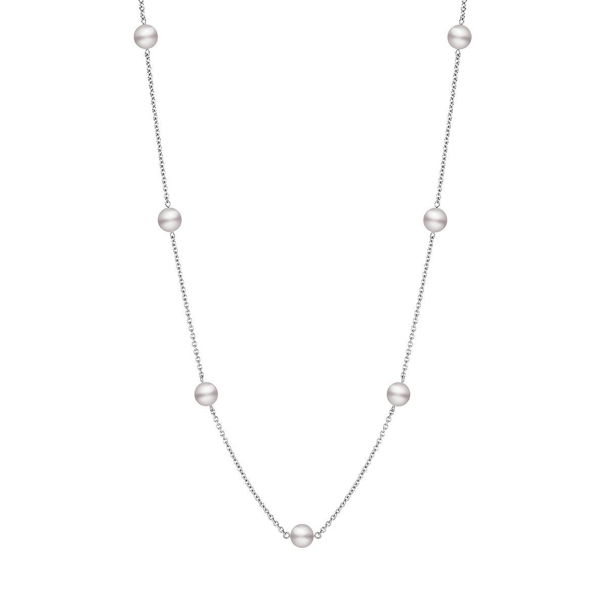 Mikimoto Akoya Cultured Pearl Station Necklace in White Gold, 32