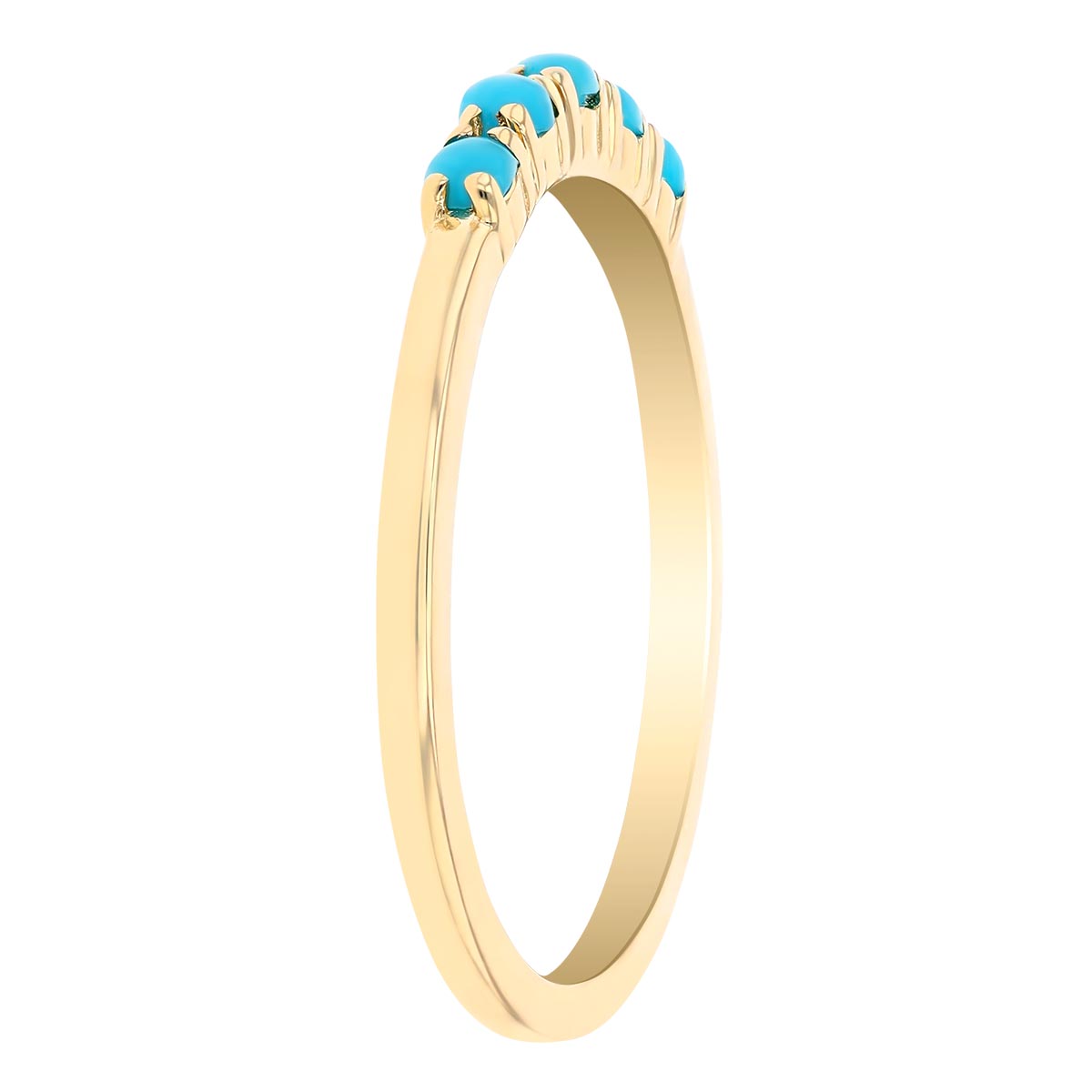 Zoe Chicco Round Cabochon Turquoise Stacking Ring in Yellow Gold