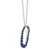 Sapphire Open Teardrop Pendant in White Gold with Black Rhodium, 18"