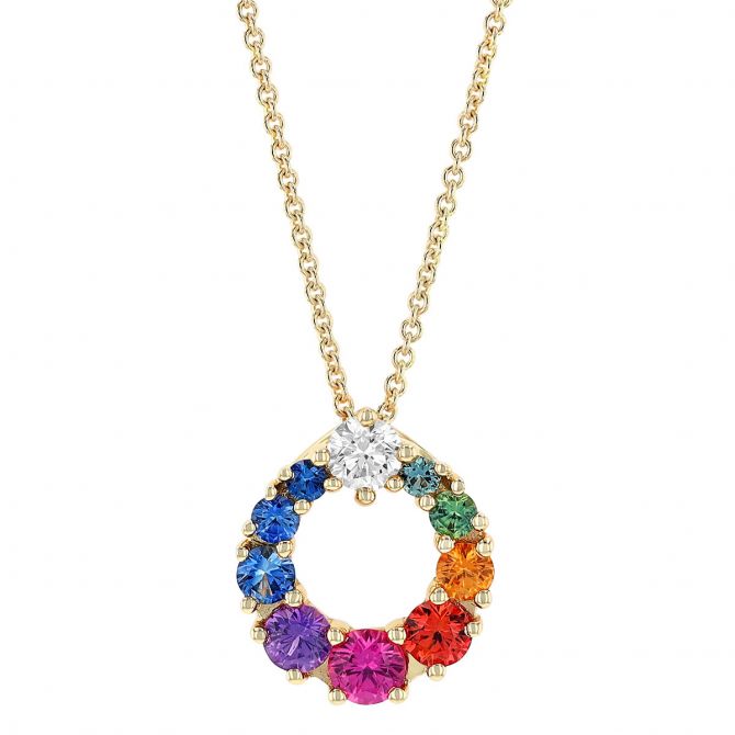 Multicolor Sapphire & Diamond Pave Flower Motif Pendant Necklace –  SouthMiamiJewelers