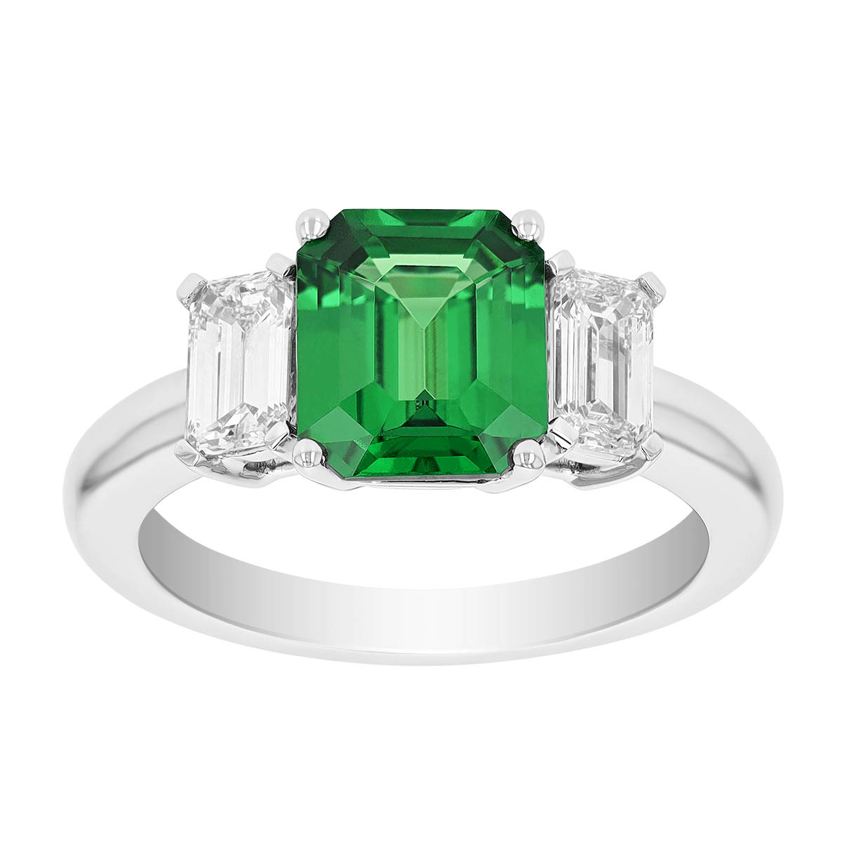 Afhængighed trone når som helst Asscher Cut Green Tsavorite Garnet & Diamond 3 Stone Ring in Platinum |  Borsheims