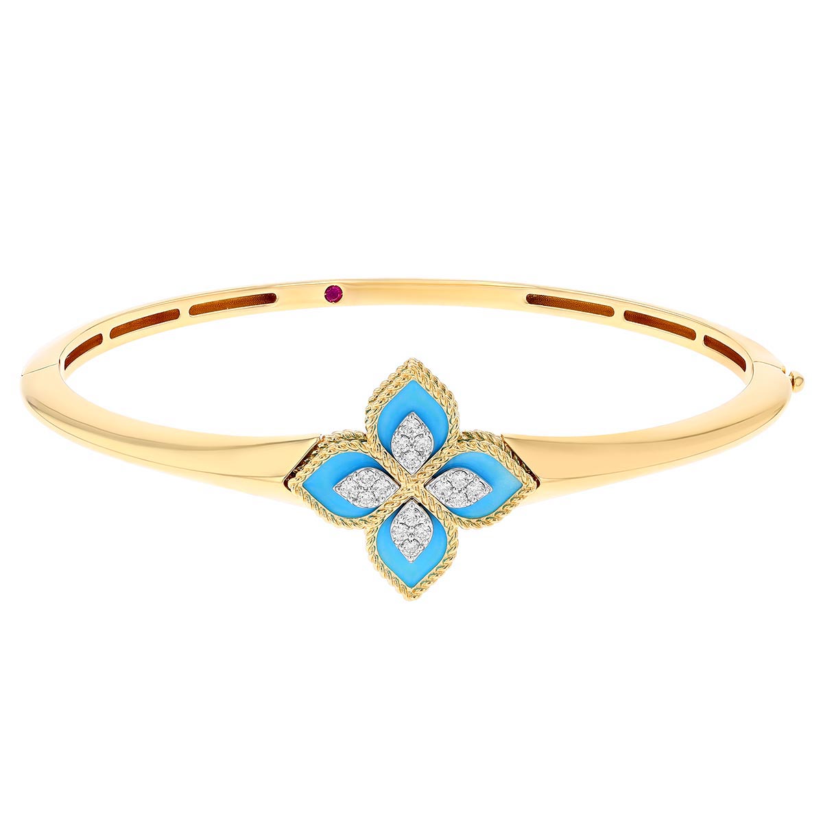 Roberto Coin Princess Flower Turquoise & Diamond Bangle