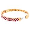 Ruby & Diamond Checkerboard 3 Row Bangle Bracelet in Yellow Gold