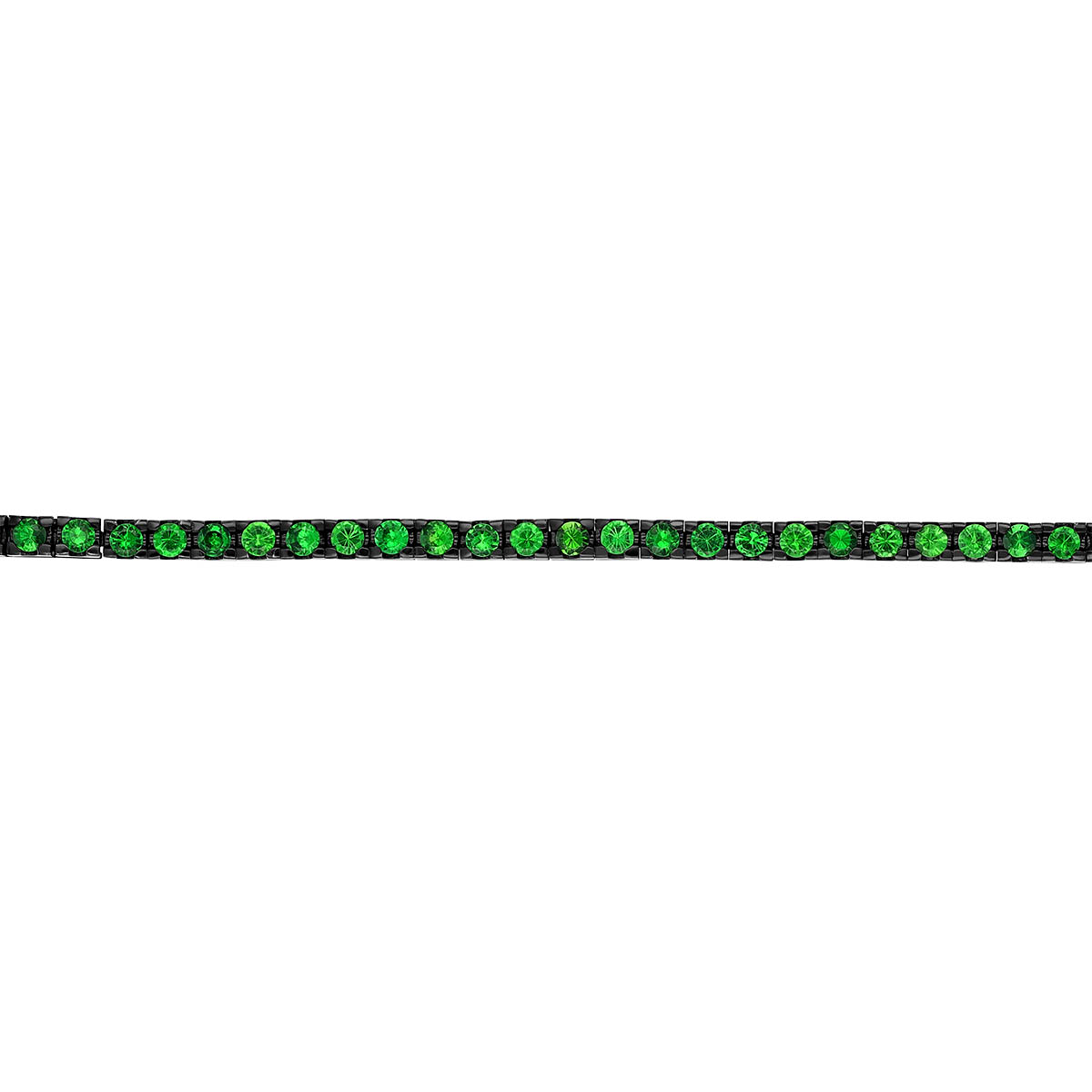 Tsavorite Garnet Tennis Bracelet in Black Rhodium Plated White Gold, 7