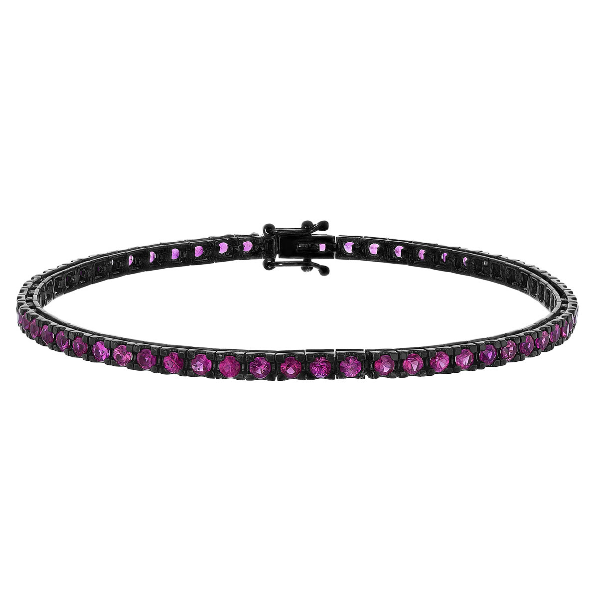 Ruby Tennis Bracelet in Black Rhodium Plated White Gold, 7