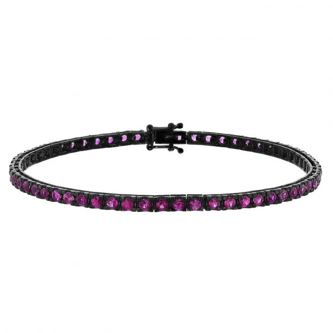 Ruby Tennis Bracelet in Black Rhodium Plated White Gold, 7"