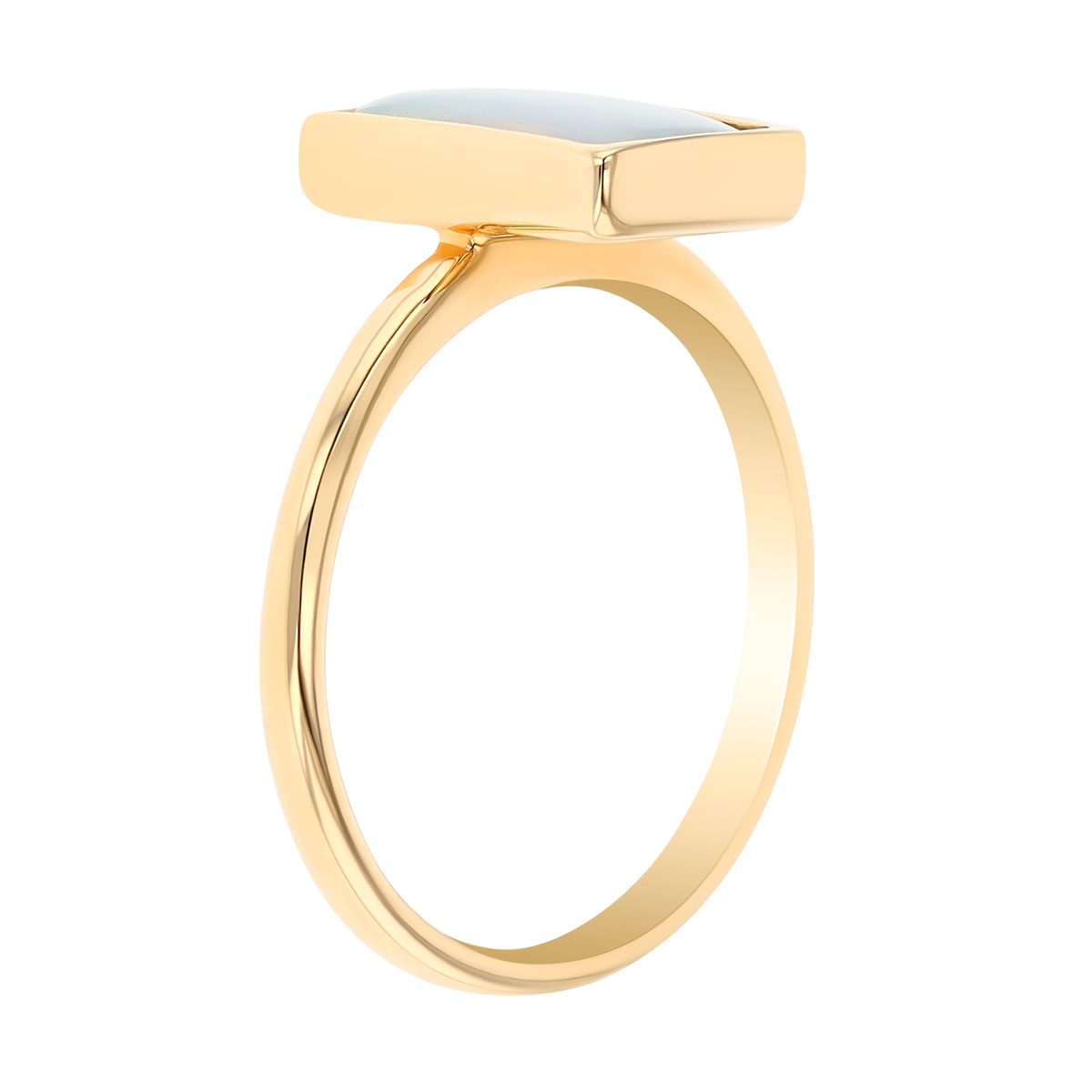 Rectangle Opal Bezel Set Ring in Yellow Gold | Borsheims