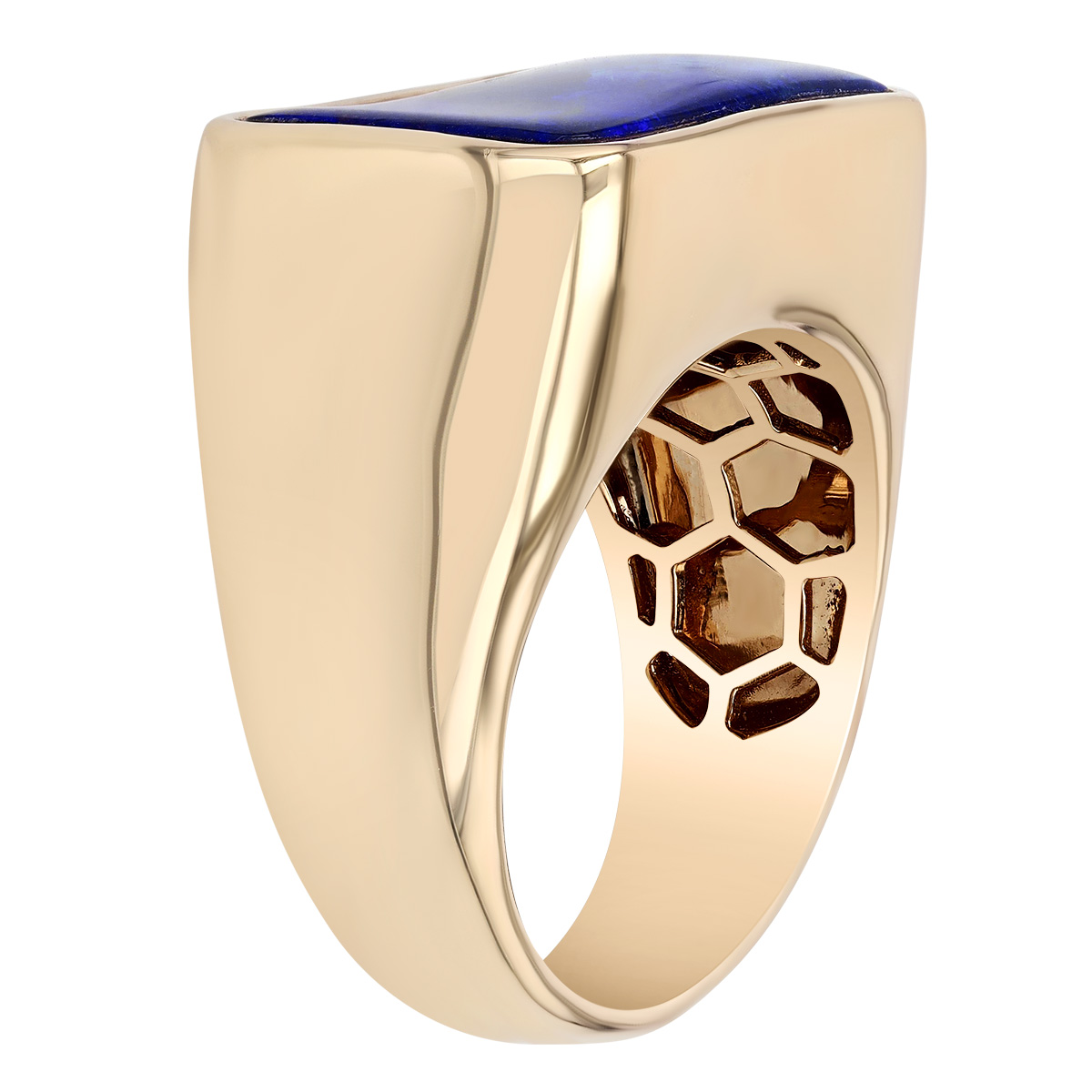 Bezel Set Boulder Opal Signet Ring in Yellow Gold