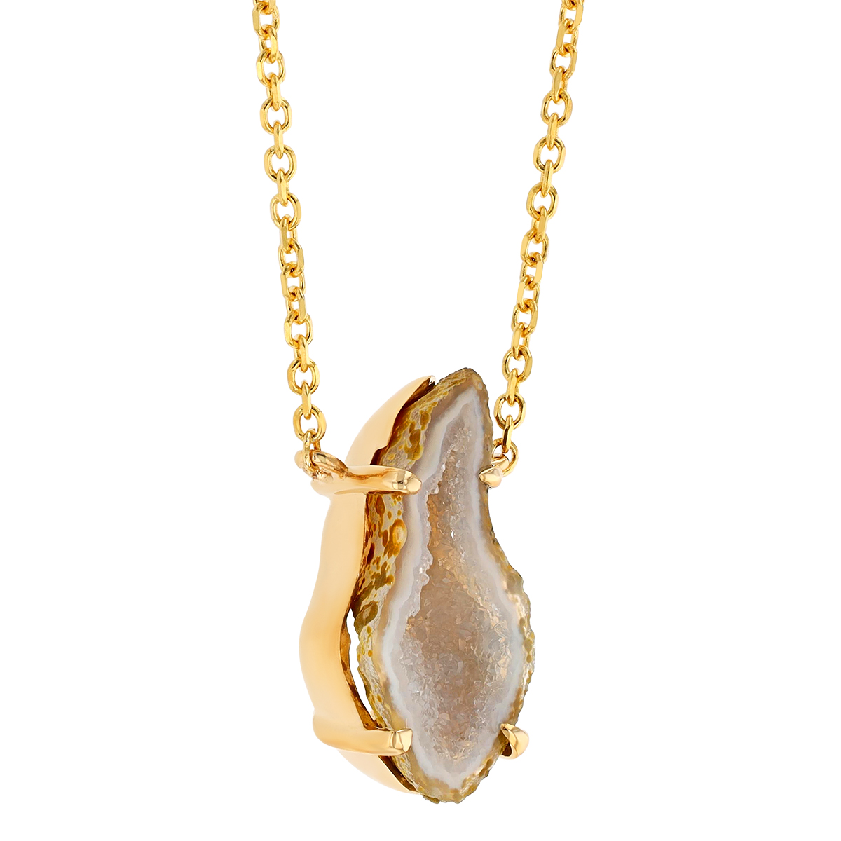 Freeform Geode Pendant in Yellow Gold