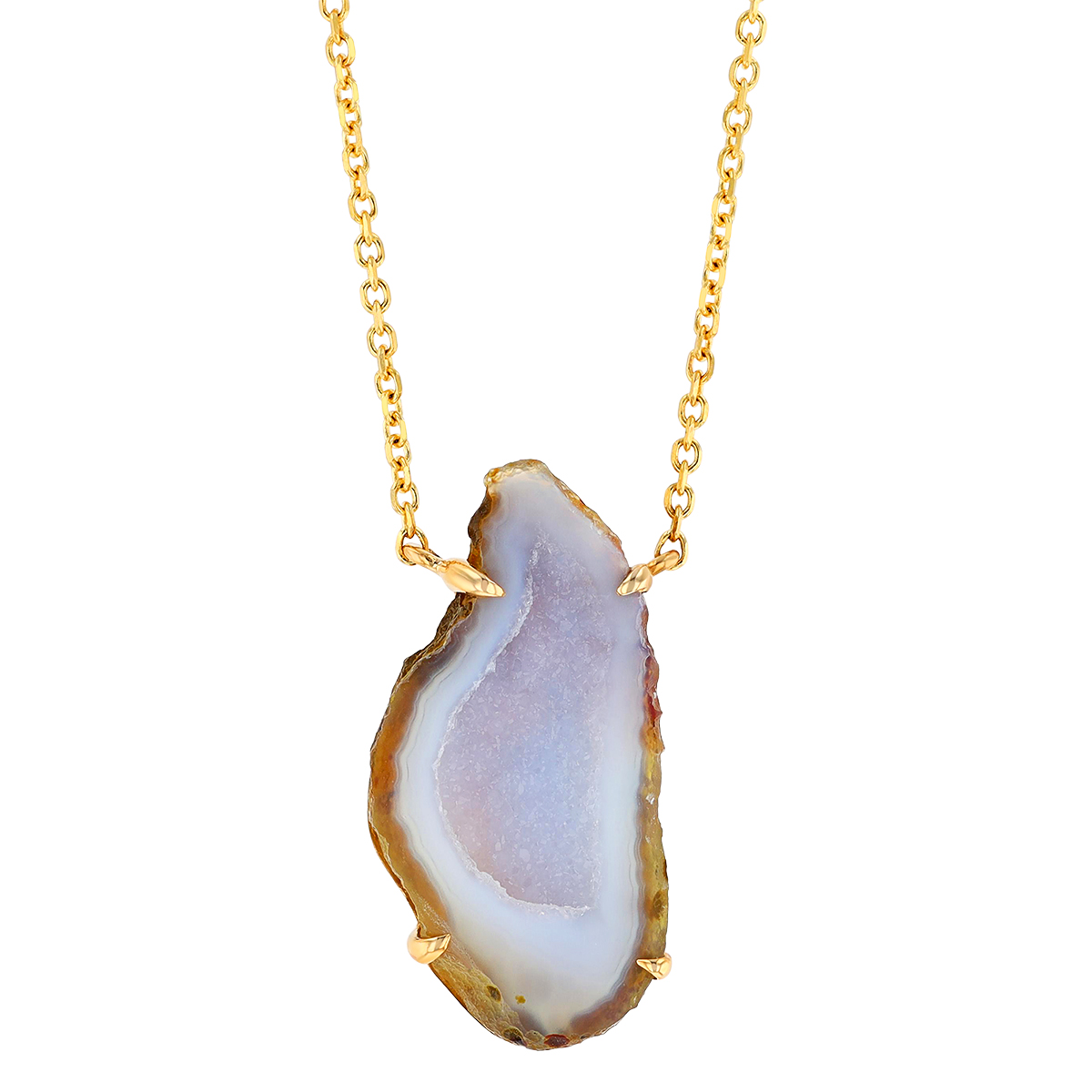 Freeform Geode Pendant in Yellow Gold