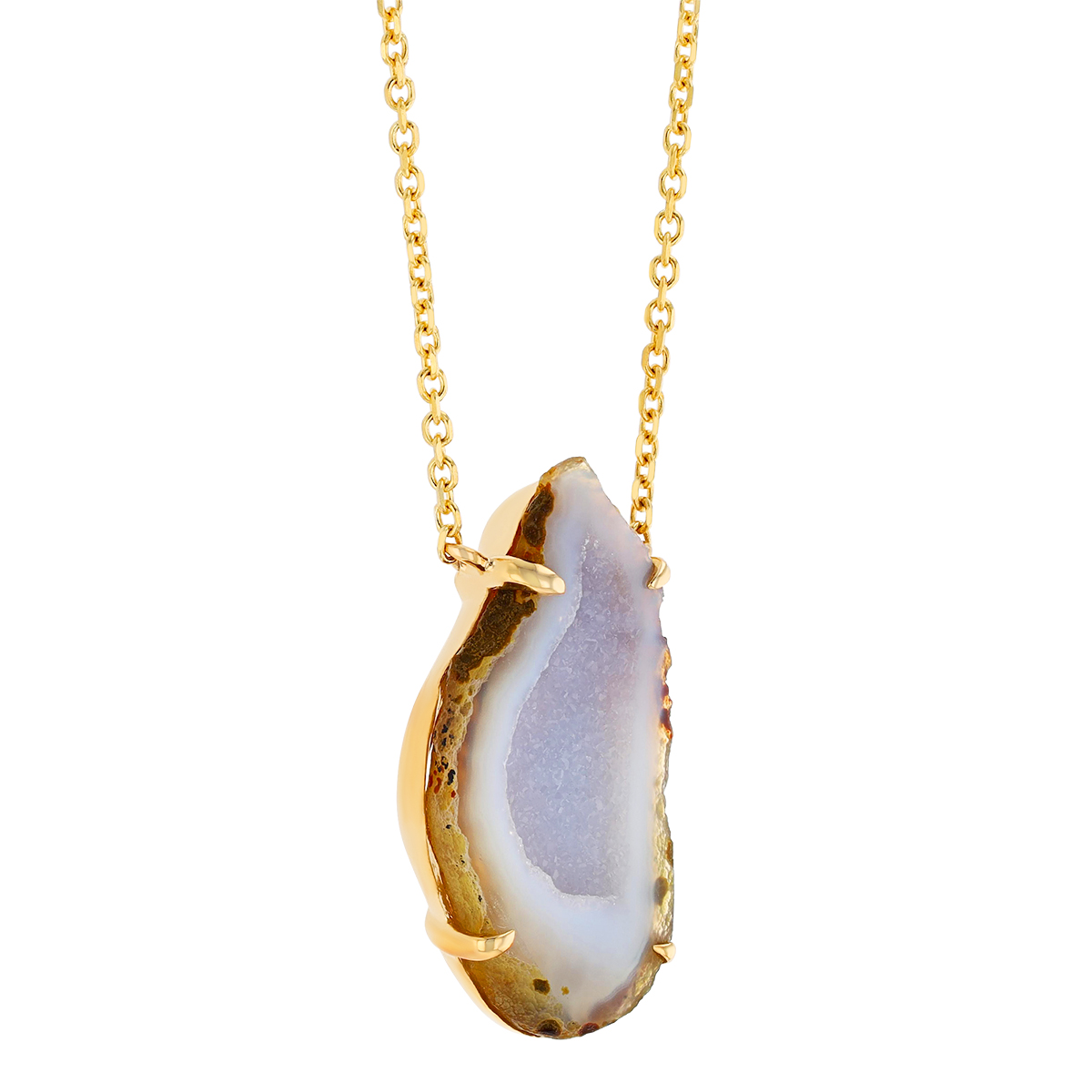 Freeform Geode Pendant in Yellow Gold