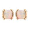 Cushion Cabochon Opal Half Bezel Stud Earrings in Yellow Gold