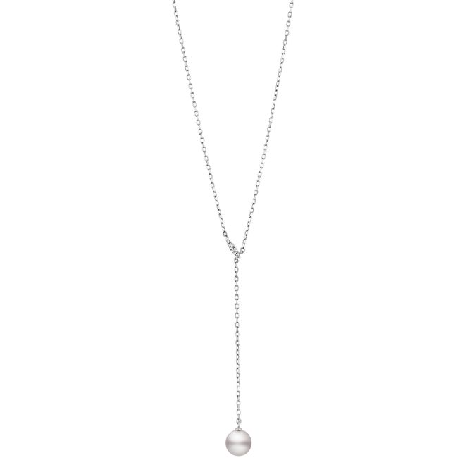 Mikimoto Akoya Cultured Pearl & Diamond Lariat Necklace in White Gold, 20"