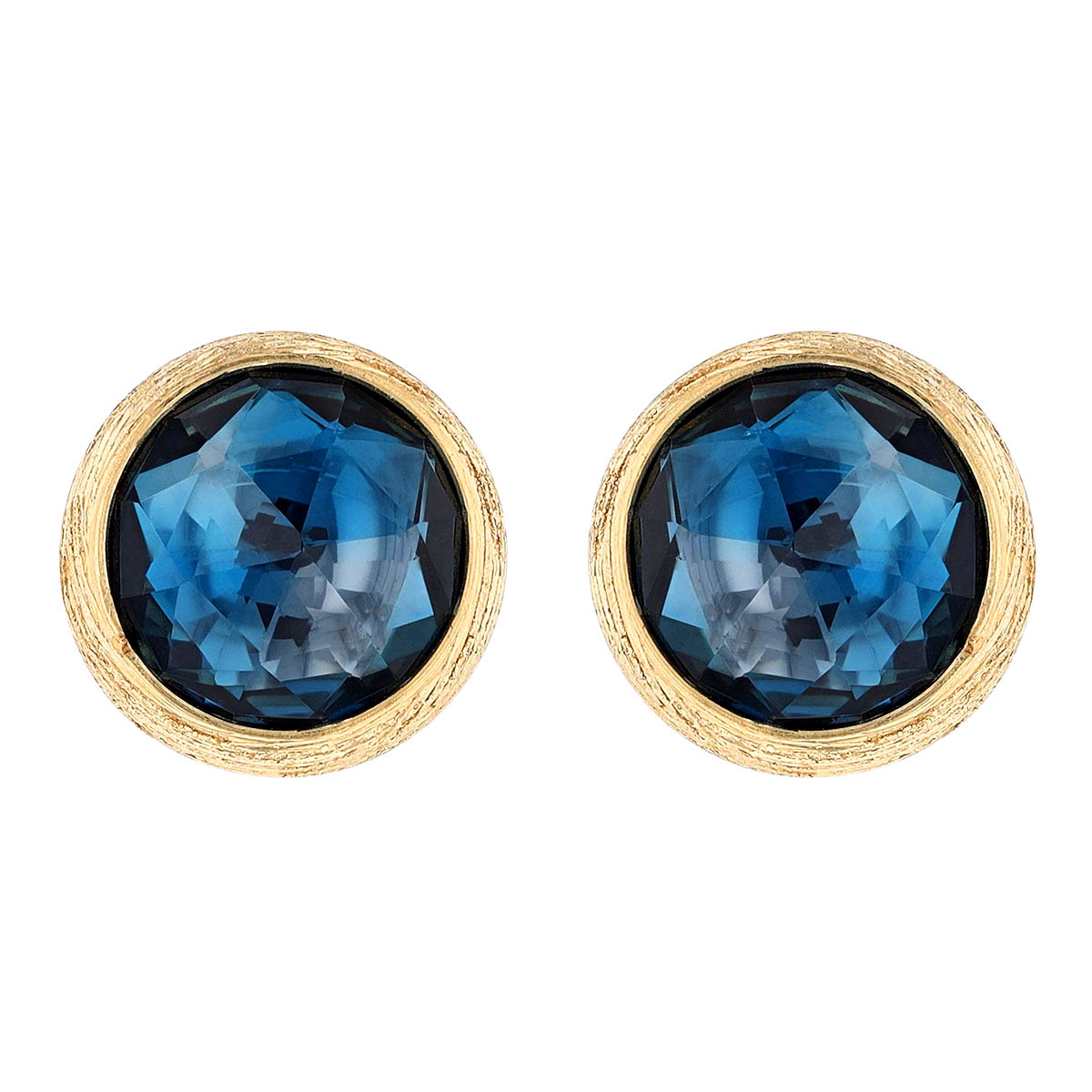 Marco Bicego Jaipur Round Checkerboard Topaz Bezel Set Stud Earrings in Yellow Gold