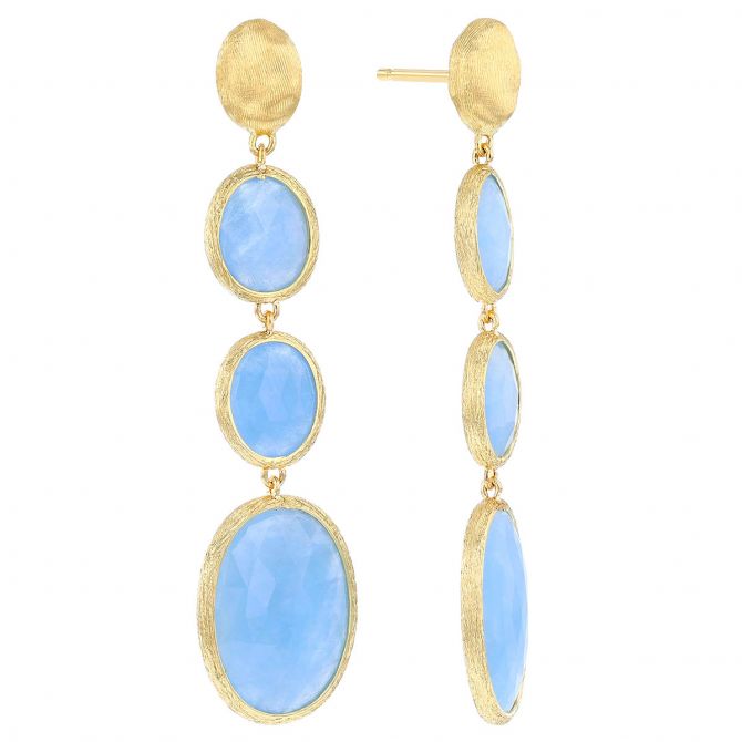 Marco Bicego Siviglia Aquamarine Triple Dangle Earrings in Yellow Gold