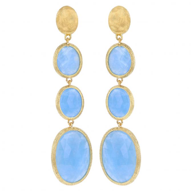 Marco Bicego Siviglia Aquamarine Triple Dangle Earrings in Yellow