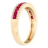 Ruby & Diamond Channel Set 3 Row Band Ring in Yellow Gold