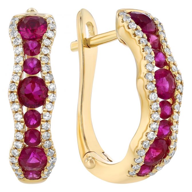 Ruby hoop earrings discount yellow gold