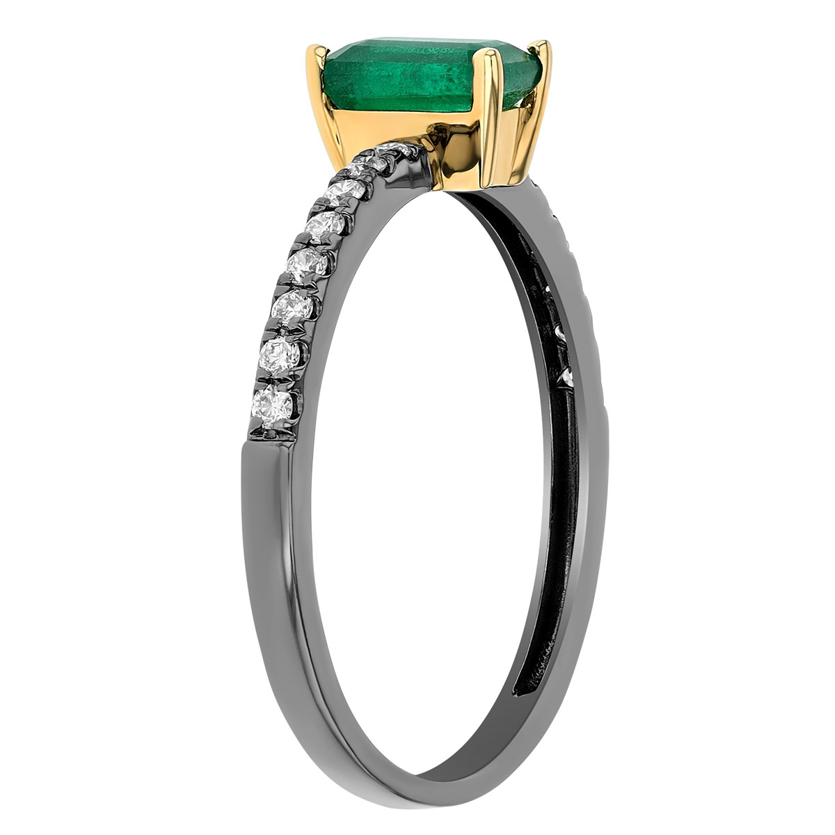 Emerald Cut Emerald & Diamond Ring in Two Tone