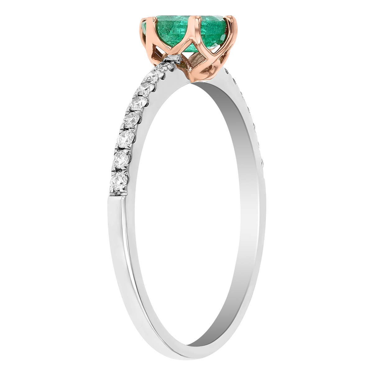 Emerald Cut Emerald & Diamond Ring in Rose & White Gold