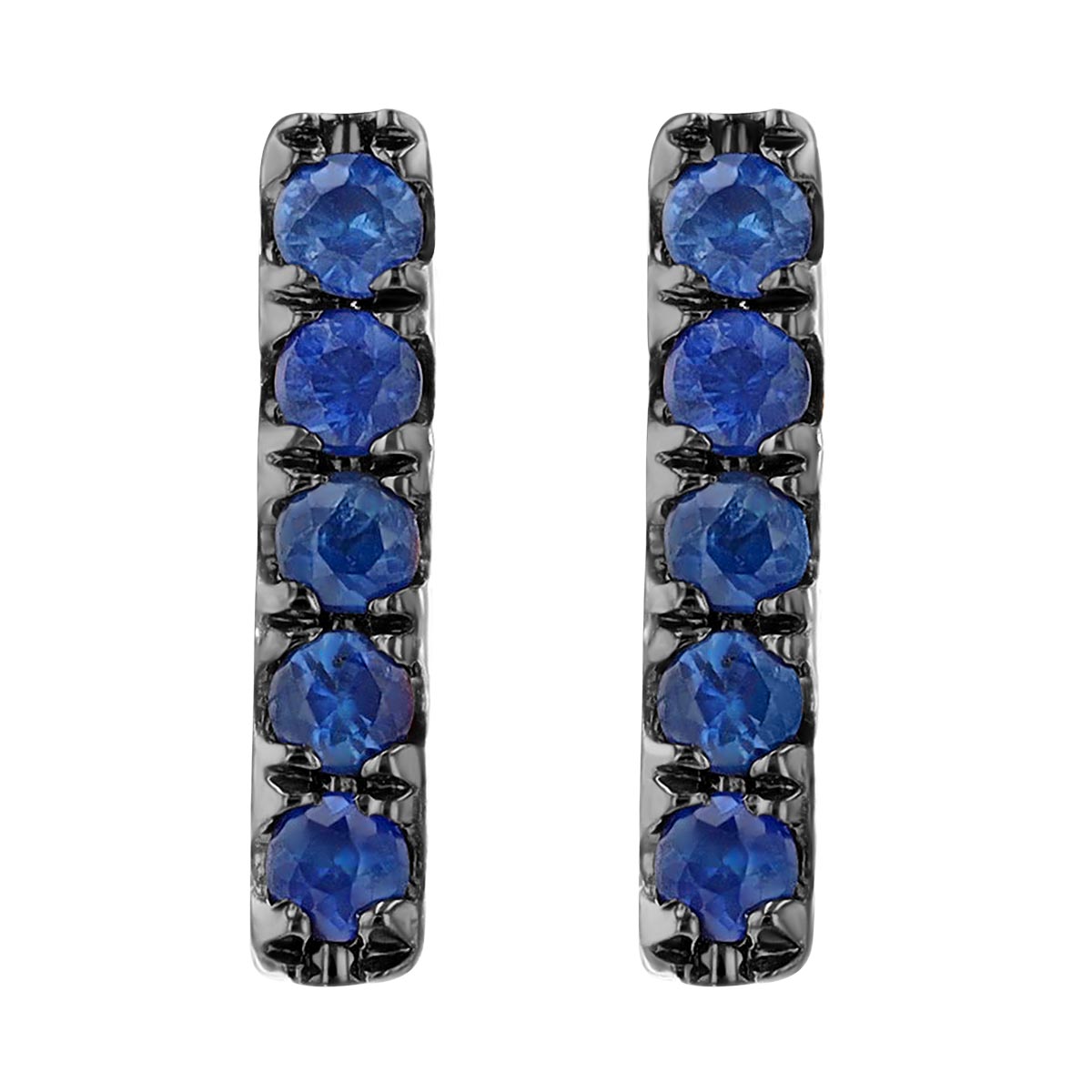 Sapphire Bar Stud Earrings in White Gold & Black Rhodium