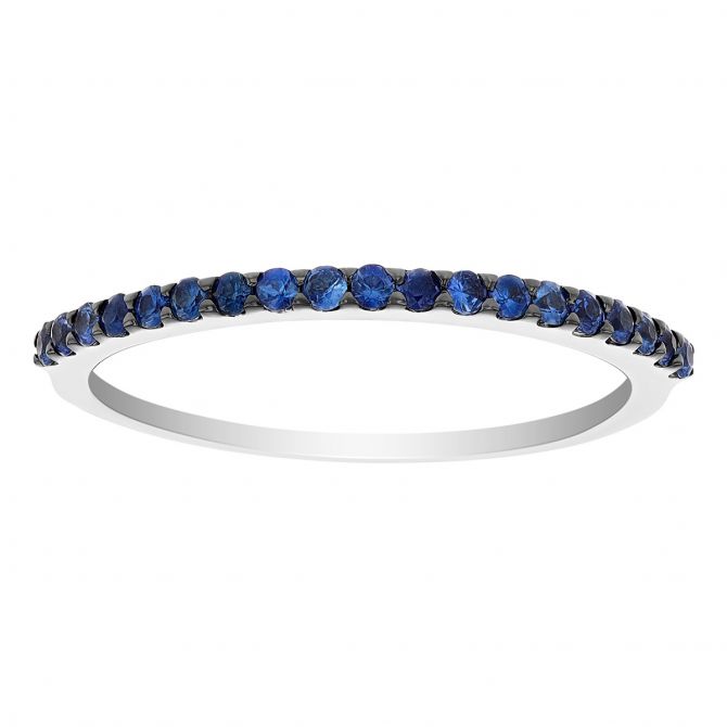 Round Sapphire Shared Prong Stacking Ring in Yellow Gold