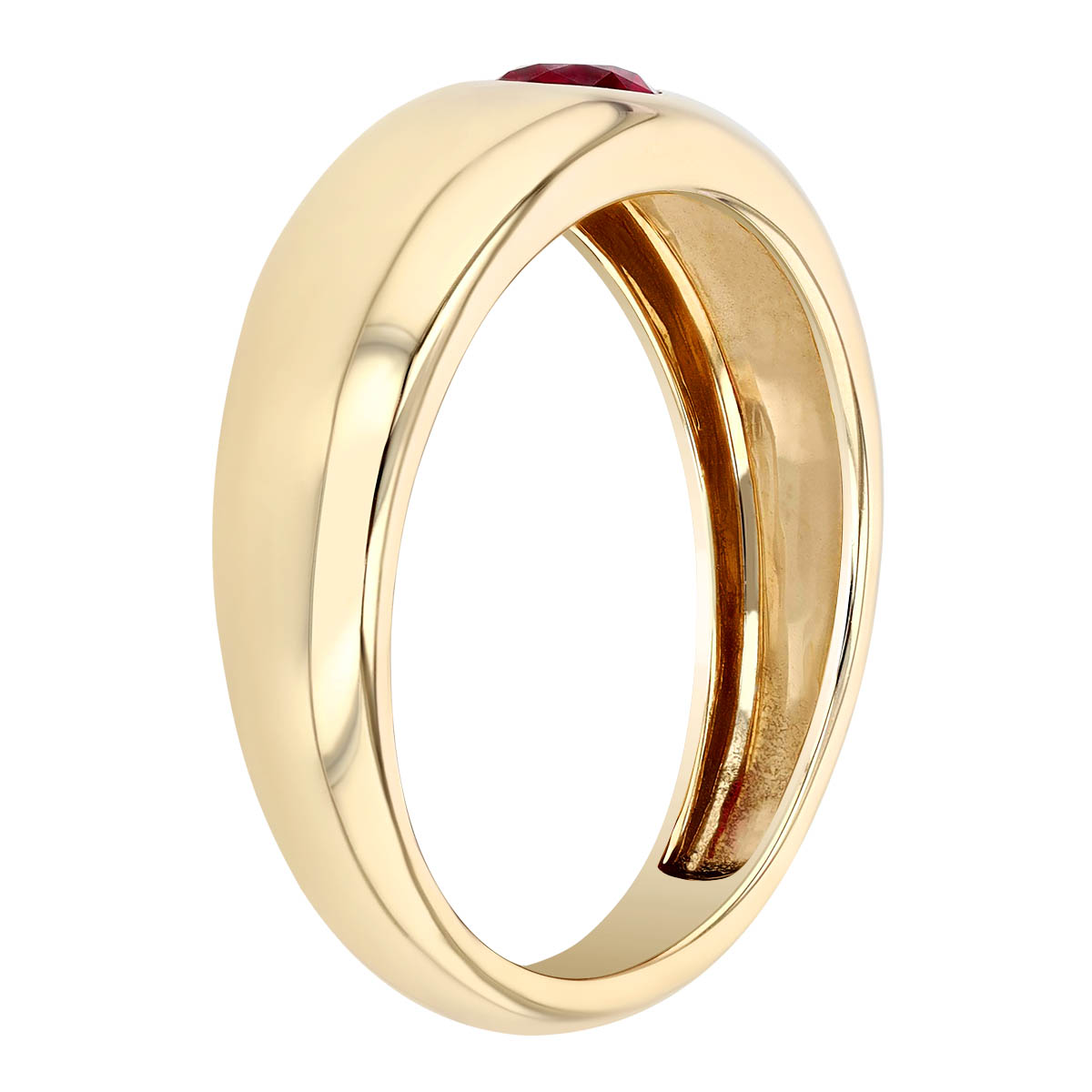 Pear Shaped Ruby Flush Set Ring in Yellow Gold